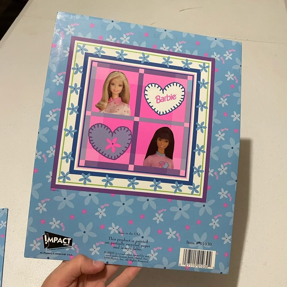 Vintage Barbie Two School Folders 1998 Blue Hearts Flowers Rare